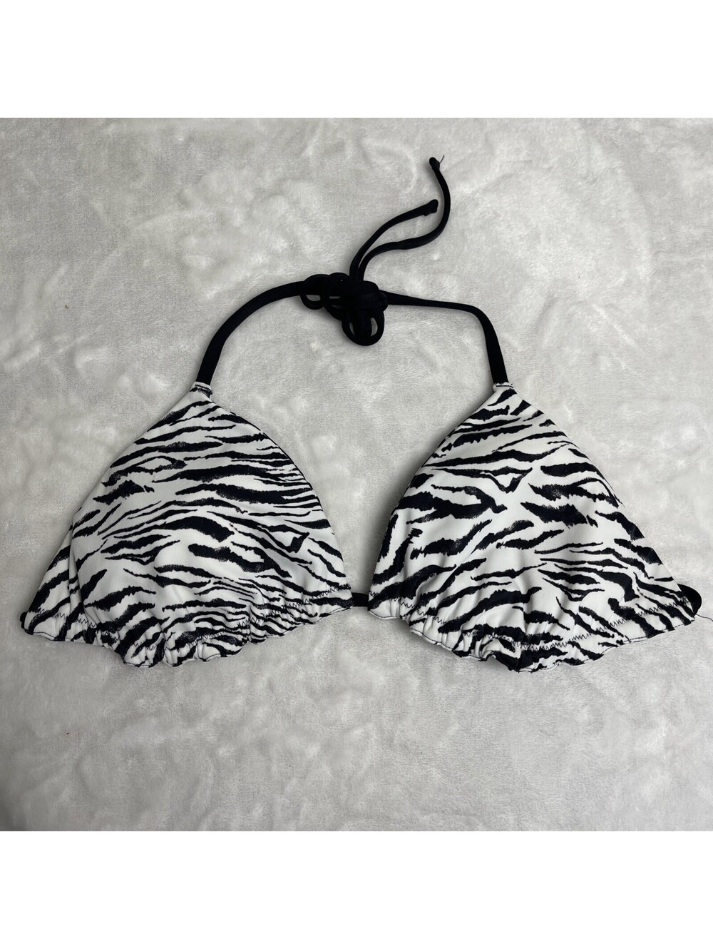 Bikini Top Black White Reversible Zebra Print  Polka Dot Medium
